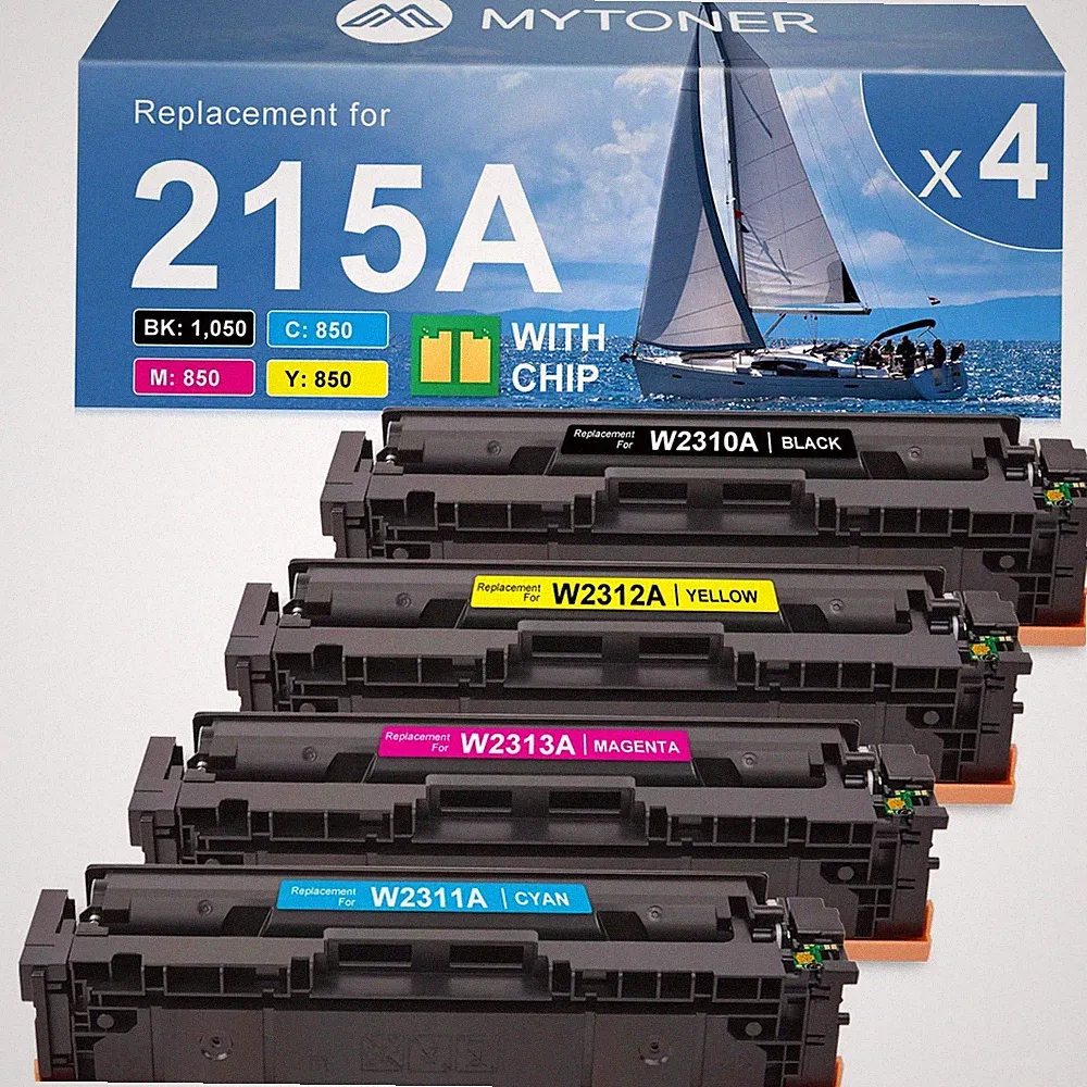 215A Toner Cartridges 4 Pack (with Chip) Compatible Replacement for HP 215A W...